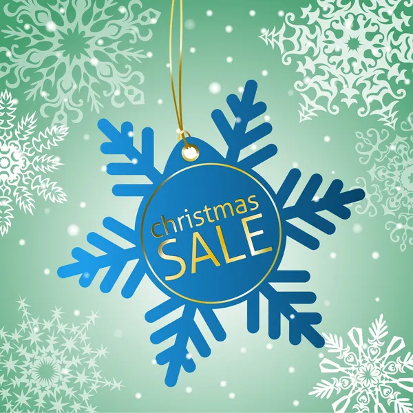 Snowflake sale tag on a snowy background Stock Illustration