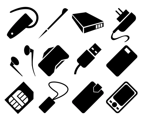 Mobile Phone Accessories Icon Set — Stock Vector