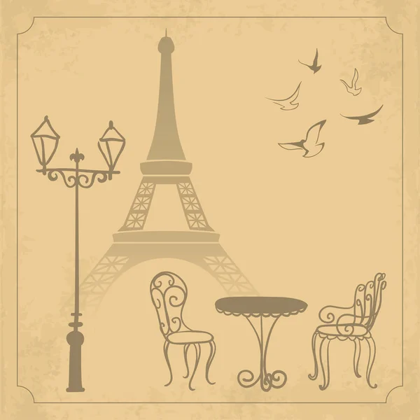 Paisaje de París sobre fondo vintage — Vector de stock