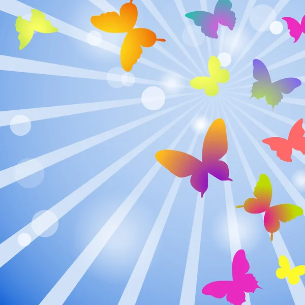 Векторные бабочки на голубом фоне неба — стоковый вектор