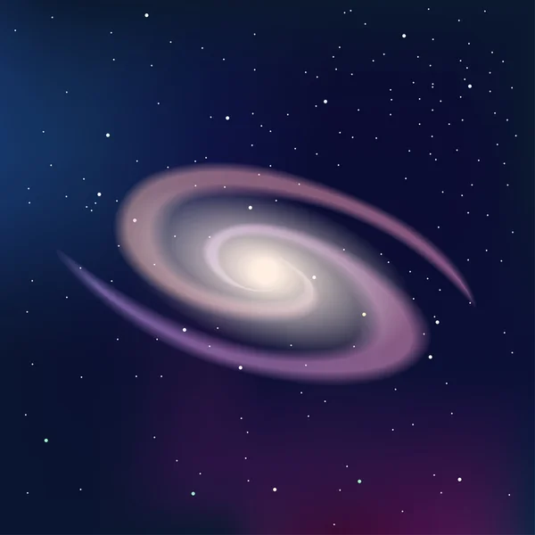Galaxy pe un cer înstelat de noapte întunecată — Vector de stoc