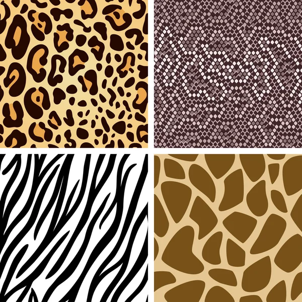 Animal skin seamless pattern collection — Stock Vector