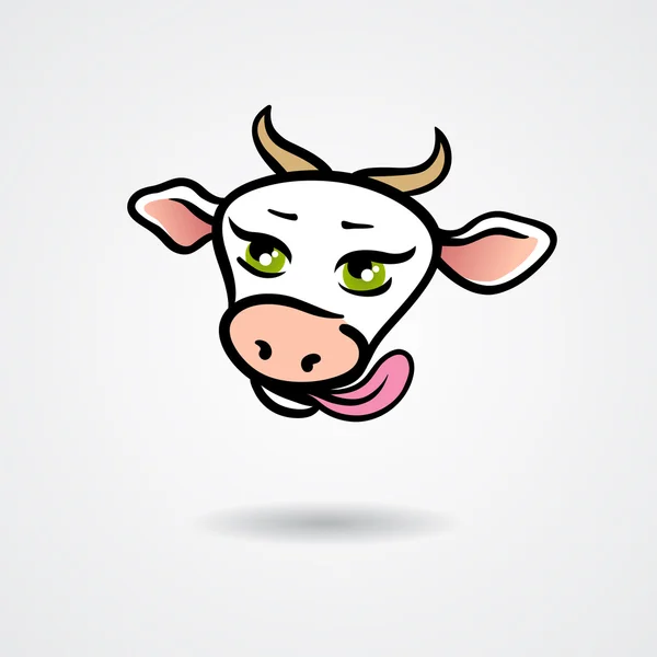 Head of licking cow isolated on a white background — Stock Vector