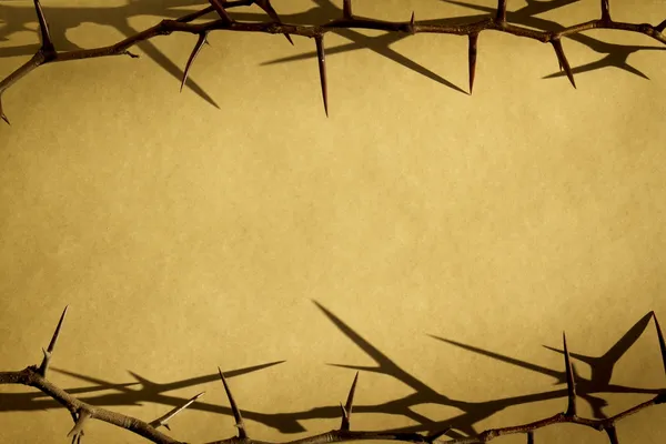 Thorns Against Parchement Paper Represent Jesus Dying on the Cross — Stock Photo, Image