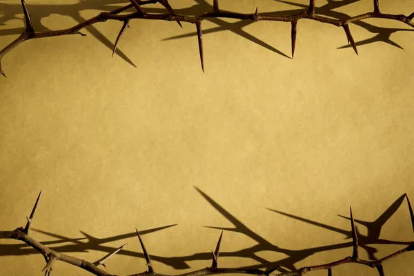 Thorns Against Parchement Paper Represent Jesus Dying on the Cross Stock Image