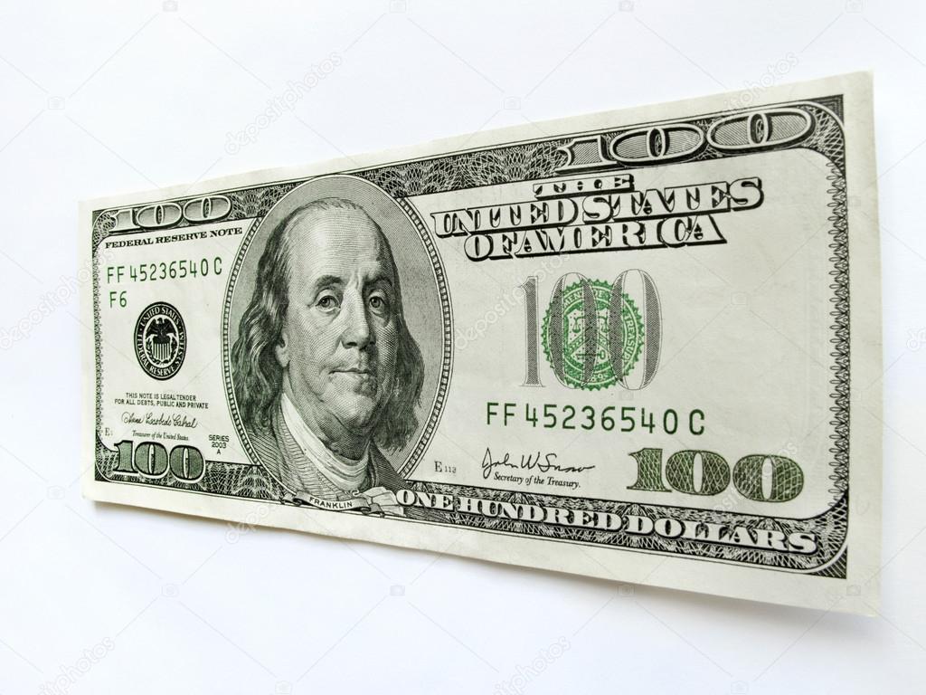 United States One Hundred Dollar Bill with Ben Franklin Portrait