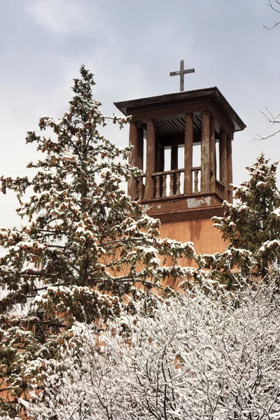 Catholic School Church Bell Tower and Cross — Stock Photo, Image