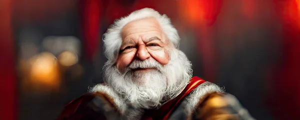 Santa Claus in his house smiling and friendly. AI generated illustration without reference.