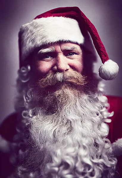 Santa Claus in his house sitting by the fireplace. AI generated image without reference.