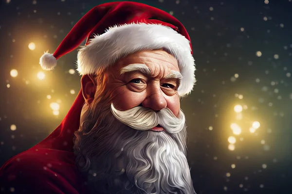 Santa Claus in his house smiling and friendly. AI generated illustration without reference.