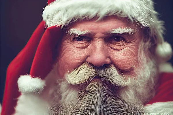 Santa Claus in his house smiling and friendly. AI generated image without reference.