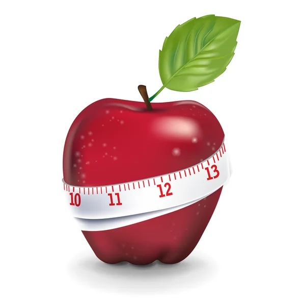 Red apple with measuring tape isolated Stock Vector