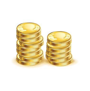 Beyaz üzerine izole edilmiş bozuk para yığını
