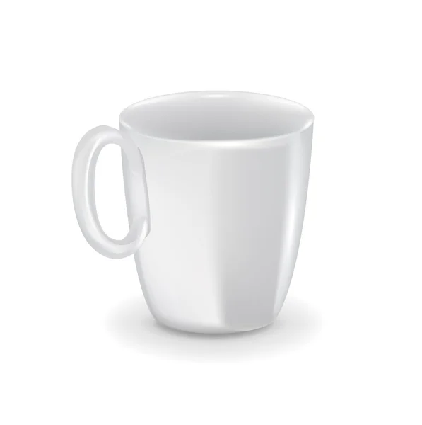 Taza de taza blanca de porcelana aislado — Vector de stock