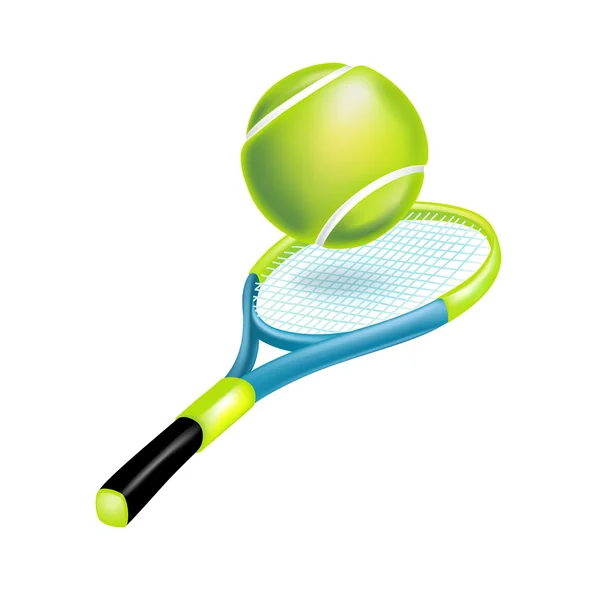 Raqueta de tenis con bola aislada — Vector de stock