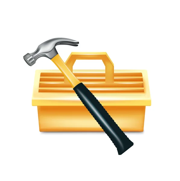 Hammer and tool box isolated — Stock Vector