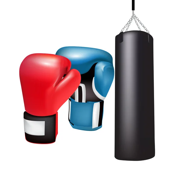 Rękawice bokserskie i torba na białym tle Grafika Wektorowa