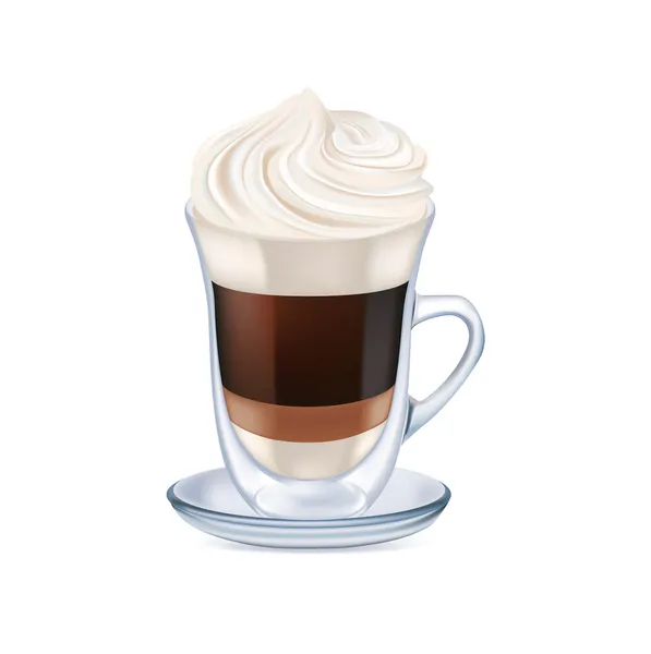 Kawa z bitą śmietaną na białym tle mleka Ilustracja Stockowa