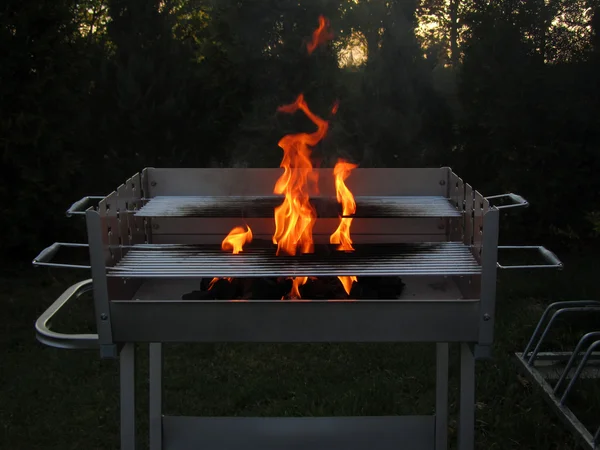 Grill na węgiel drzewny ogień — Zdjęcie stockowe