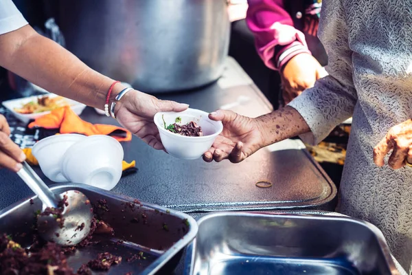 Charity Food Distribution Hungry Starving People Concept Food Sharing — Foto de Stock