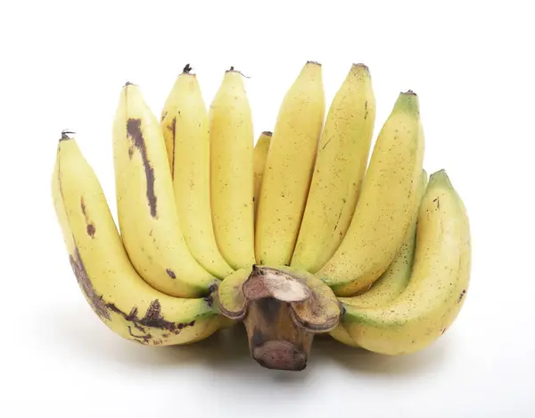 Ώριμες Μπανάνες Απομονωθεί Λευκό Φόντο — Φωτογραφία Αρχείου