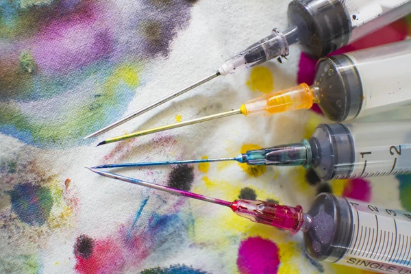 프린터 잉크 리필 주사기 장비입니다. 잉크 얼룩 직물