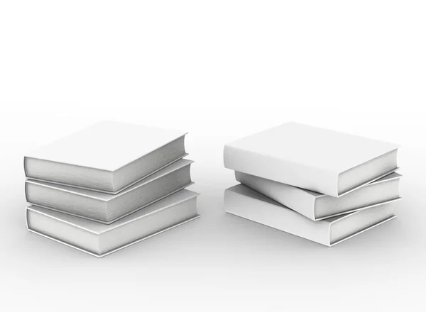 白色背景的空白精装书模型集模板 — 图库照片
