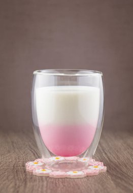 beverage pink milk , favorite menu milk drink in cafe