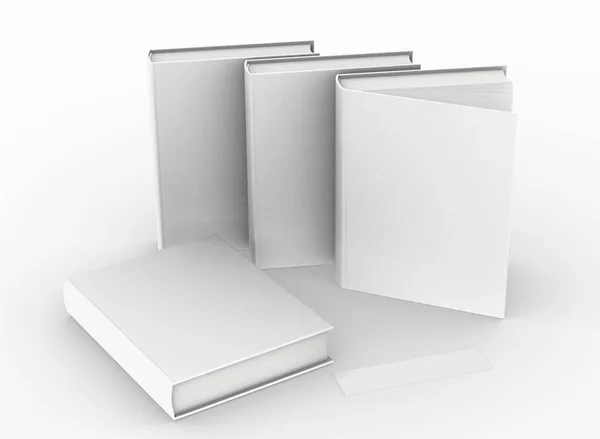 Modelo Livro Vazio Mockup Definir Fundo Branco Renderização — Fotografia de Stock