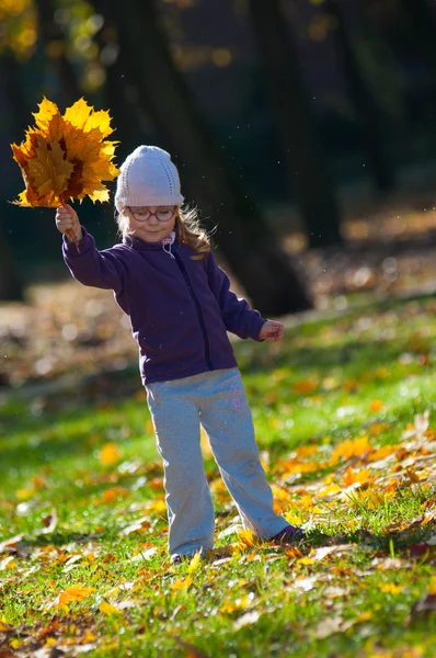 Klein meisje in het park — Stockfoto