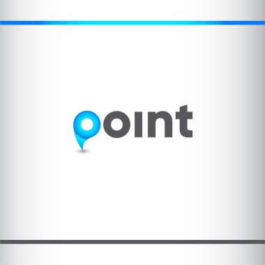 Logo Design With Point Mark. Blue Pin Symbol. Logo Design Template.