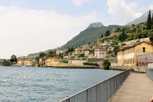 Promenade in Gargnano on Garda lake in northern Italy