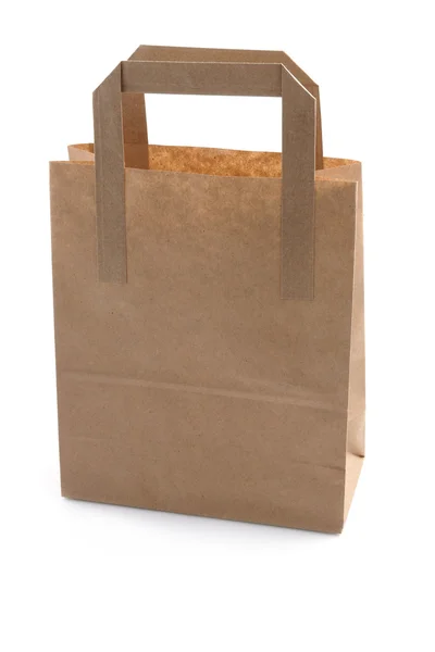 Kahverengi kağıt torba alışveriş veya öğle yemeği — Stok fotoğraf