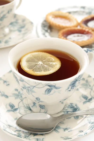 Black Tea with lemon — Stock Photo, Image
