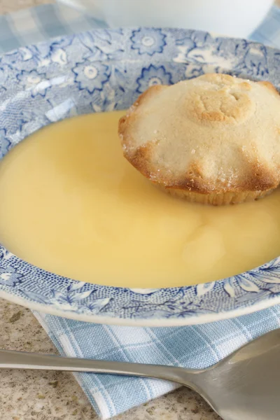 Tarta de manzana y natillas —  Fotos de Stock