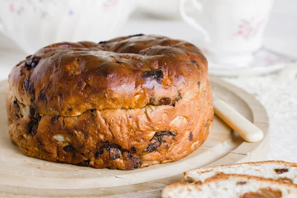 Barmbrack Veya Bairin Sultanlar Kuru Üzümlerle Yapılan Geleneksel Bir Rlanda — Stok fotoğraf