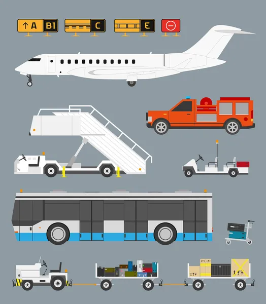 Aeropuerto con carro de equipaje — Vector de stock