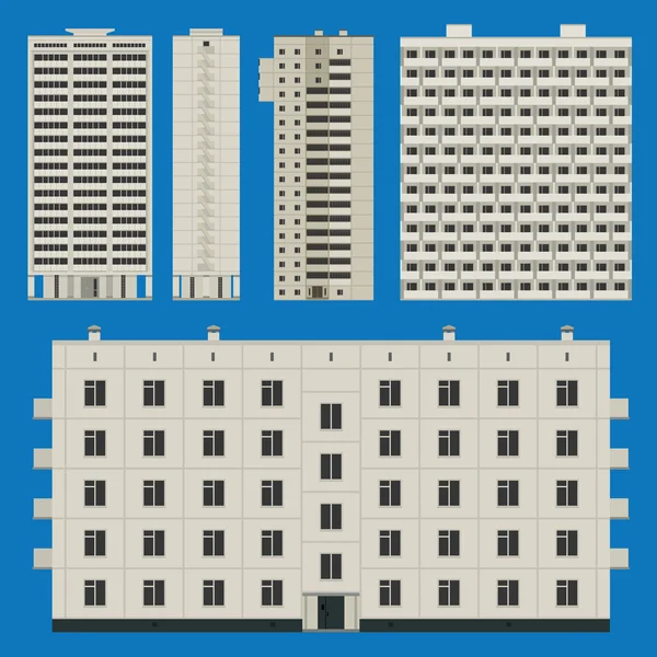 Edifícios com casas de bloco — Vetor de Stock