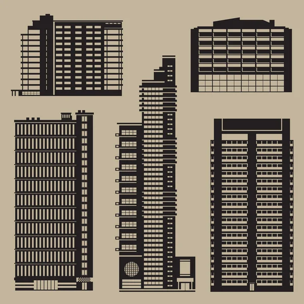 Gebäude mit Wolkenkratzern und Hotels — Stockvektor