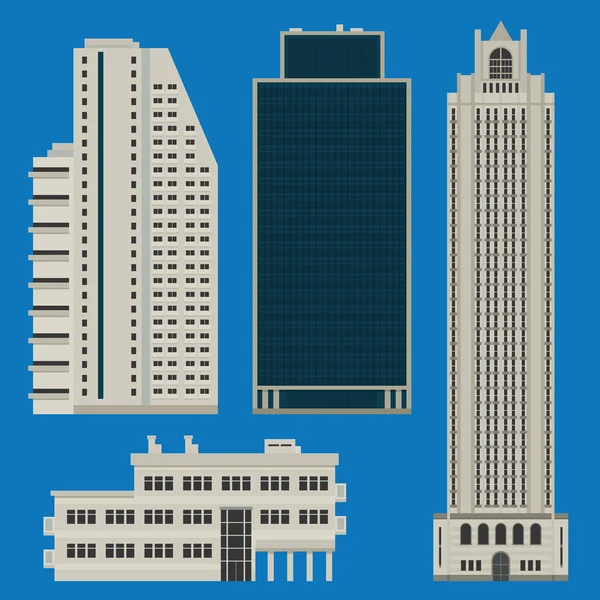 Buildings set with skyscrapers — Stock Vector