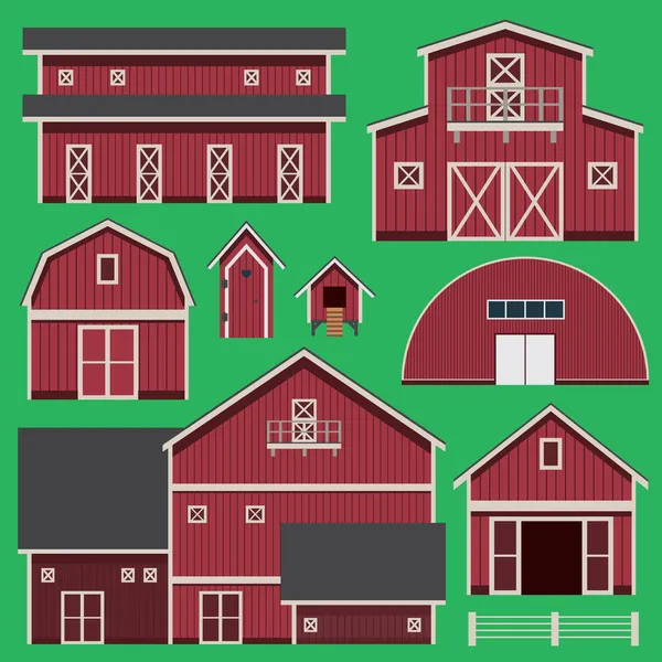 Buildings set with farm — Stock Vector