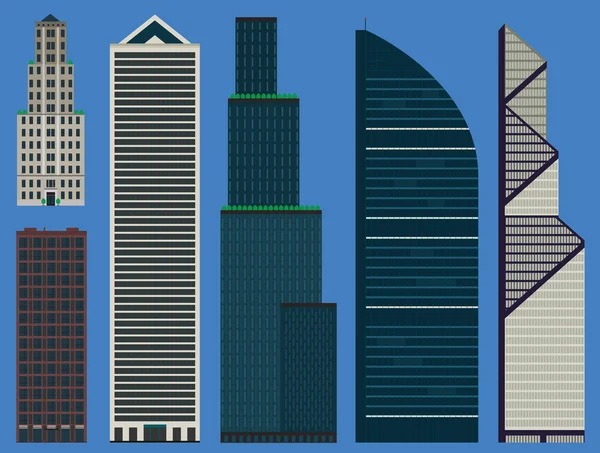 Buildings set with business skyscrapers — Stock Vector