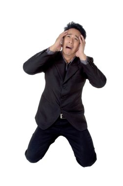 iş adamı duruş hayal kırıklığına izole diz