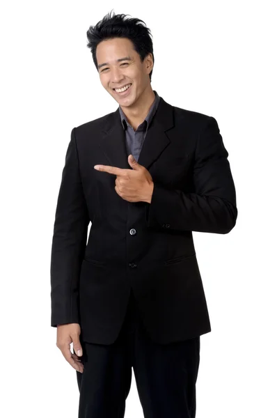 Business man smile sign direct isolated — Stock Photo, Image