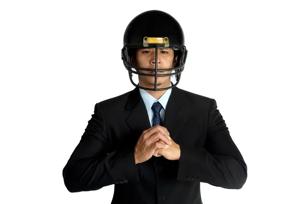 Business man Amerikaans voetbal helm geïsoleerd — Stockfoto