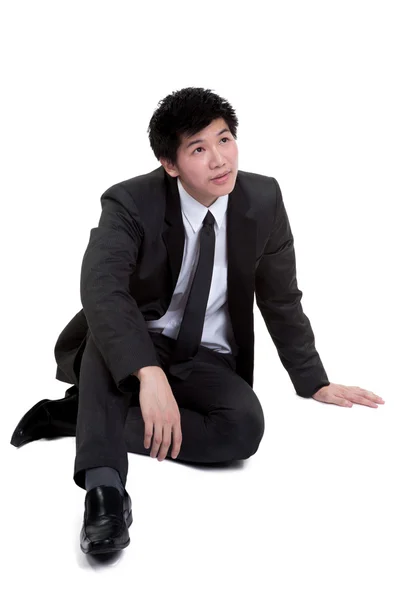 Business man Attractive smart Seat suit isolated — Stock Photo, Image