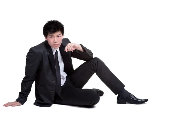 Geschäftsmann attraktiven intelligenten Sitz Anzug isoliert — Stockfoto