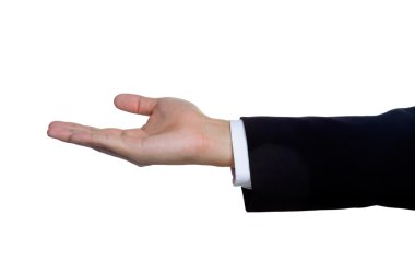 izole takım elbiseli adam el işareti