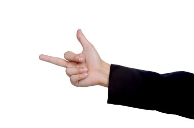 izole takım elbiseli adam el işareti