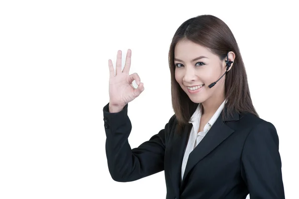 Call center woman customer service operator isolated — Stock Photo, Image